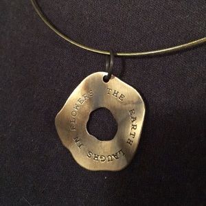 Gold Cable Necklace with Whimsy Modernist Pendant